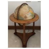MB - Vintage Replogle Heirloom 16 Inch Illuminated Floor Globe with Wooden Stand