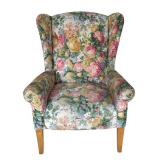 MB - Floral Upholstered Wingback Armchair