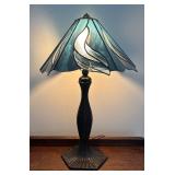 MB - Stunning Stained Glass Table Lamp with Art Nouveau Style Shade