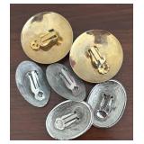 MB - Set of 3 Pairs Vintage Clip-On Earrings Assorted Styles