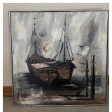 LL  - Original Ship Painting on Canvas by Clare