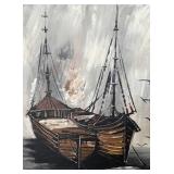 LL  - Original Ship Painting on Canvas by Clare