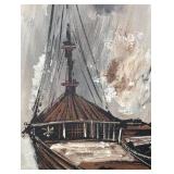 LL  - Original Ship Painting on Canvas by Clare