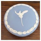 MB - Vintage Wedgwood Blue Jasperware Trinket Box with Bird Motif