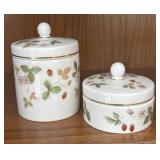 MB - Pair of Wedgwood Wild Strawberry Bone China Trinket Boxes
