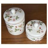 MB - Pair of Wedgwood Wild Strawberry Bone China Trinket Boxes