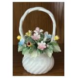MB - Vintage Capodimonte Porcelain Flower Basket by Visconti Mollca