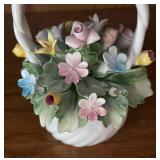 MB - Vintage Capodimonte Porcelain Flower Basket by Visconti Mollca