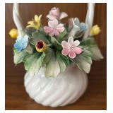MB - Vintage Capodimonte Porcelain Flower Basket by Visconti Mollca