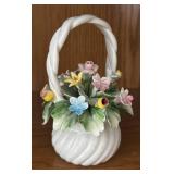 MB - Vintage Capodimonte Porcelain Flower Basket by Visconti Mollca