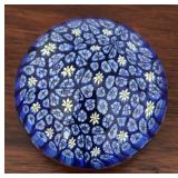 MB - Blue Millefiori Murano Glass Paperweight with Floral Motif