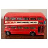MB - Collection of 4 Diecast Model Vehicles - Corgi and Welly London Buses, Red SUV and Black Sports Car