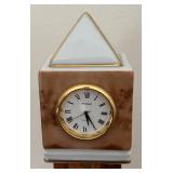 MB - Limoges France Rochard Porcelain Obelisk Desk Clock