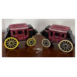 MB - Pair of Wells Fargo Stagecoach Banks with Keys