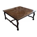 LR - Vintage Henredon Square Coffee Table with Cabriole Legs