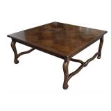 LR - Vintage Henredon Square Coffee Table with Cabriole Legs
