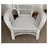 LL  - White Wicker Chair with Curved Back