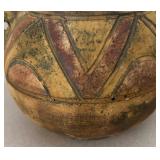 LL  - Vintage 6-Inch Earthenware Vase with Hand-Painted Geometric Design