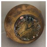 LL  - Vintage 6-Inch Earthenware Vase with Hand-Painted Geometric Design