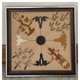 LL  - Framed Sand Art by L. Price with Four Sacred Plants