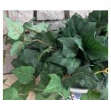 LL  - Blue and White Planter Pot with Artificial Ivy Greenery