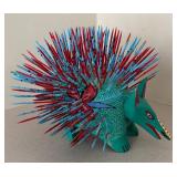LL  - Folk Art Wooden Porcupine Sculpture by Vicente Hernandez Vasquez