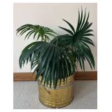 LL  - Faux Greenery Arrangement Brass Planter