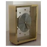LL  - Vintage Bulova Brass and Glass Quartz Mantel Clock