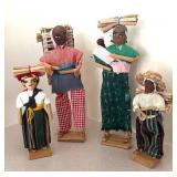 LL  - Set of 4 Handcrafted Guatemalan Ethnic Dolls on Wood Bases