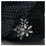 LL  - Vintage Darcel Exclusive Black Woven Hat with Rhinestone Brooch