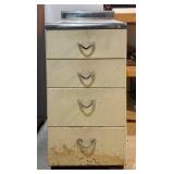 TR - Four Drawer Metal Cabinet with Assorted Household Supplies