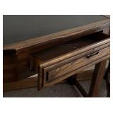 LLBR - Vintage Wood Corner Desk with Drawer and Chair