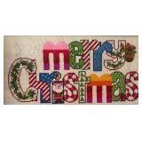 LLBR - Framed Vintage Merry Christmas Needlepoint Wall Decor