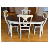 K - 5-Piece Dining Set with Oval Table and 4 Chairs, Two-Tone Wood Finish
