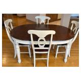K - 5-Piece Dining Set with Oval Table and 4 Chairs, Two-Tone Wood Finish