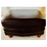 P - Leather Italia USA Armchair with Ottoman, Nailhead Trim