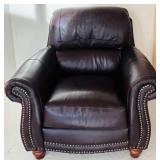 P - Leather Italia USA Armchair with Ottoman, Nailhead Trim