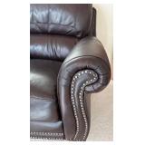 P - Leather Italia USA Armchair with Ottoman, Nailhead Trim
