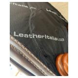 P - Leather Italia USA Armchair with Ottoman, Nailhead Trim