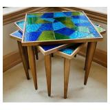 P - Set of 3 Mid-Century Mosaic Glass Nesting Tables