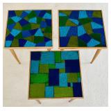 P - Set of 3 Mid-Century Mosaic Glass Nesting Tables