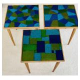 P - Set of 3 Mid-Century Mosaic Glass Nesting Tables
