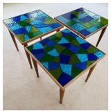 P - Set of 3 Mid-Century Mosaic Glass Nesting Tables