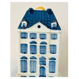 P - Set of 5 Blue Delft KLM Bols Dutch Canal House Miniature Bottles