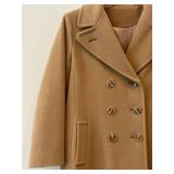 P - Vintage Rosewin Pure Wool Camel Double-Breasted Overcoat, Union Made in USA
