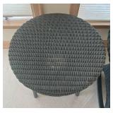 P - Wicker Rocking Chair with Plaid Cushion and Matching Side Table