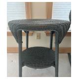 P - Wicker Rocking Chair with Plaid Cushion and Matching Side Table