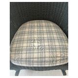 P - Wicker Rocking Chair with Plaid Cushion and Matching Side Table