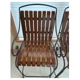 K - Pair of 40" Wood and Metal Bar Stools with Slat Seats