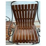 K - Pair of 40" Wood and Metal Bar Stools with Slat Seats